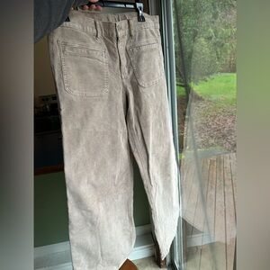 American Eagle Outfitters Beige Wide-Leg Corduroy Pants